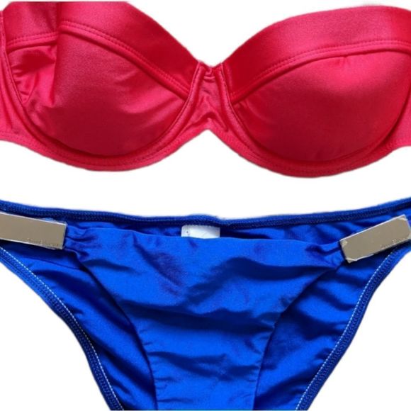ZIMMERMANN Separates Sculpt Crimson/Cobalt Bikini NWOT - Picture 7 of 10